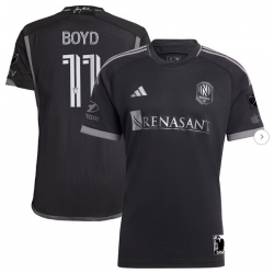 Mens Nashville SC Tyler Boyd adidas Black 2024 Man In Black Kit Authentic Player Jersey