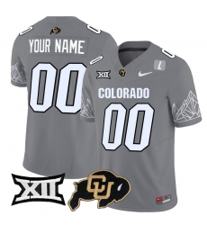Men Women Youth Colorado Buffaloes Gray Vapor Limited Custom Jersey V2 Big 12 XII Patch All Stitched Light Gray Patch