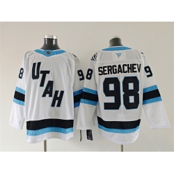 Men Utah Mammoth 98 Mikhail Sergachev White 2025 Stitched Jersey Men Utah Mammoth 98 Mikhail Sergachev White 2025 Stitched Jersey