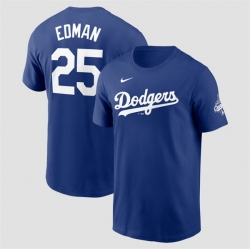 Men Los Angeles Dodgers 25 Tommy Edman Royal 2025 World Series Champions Name  26 Number T Shirt
